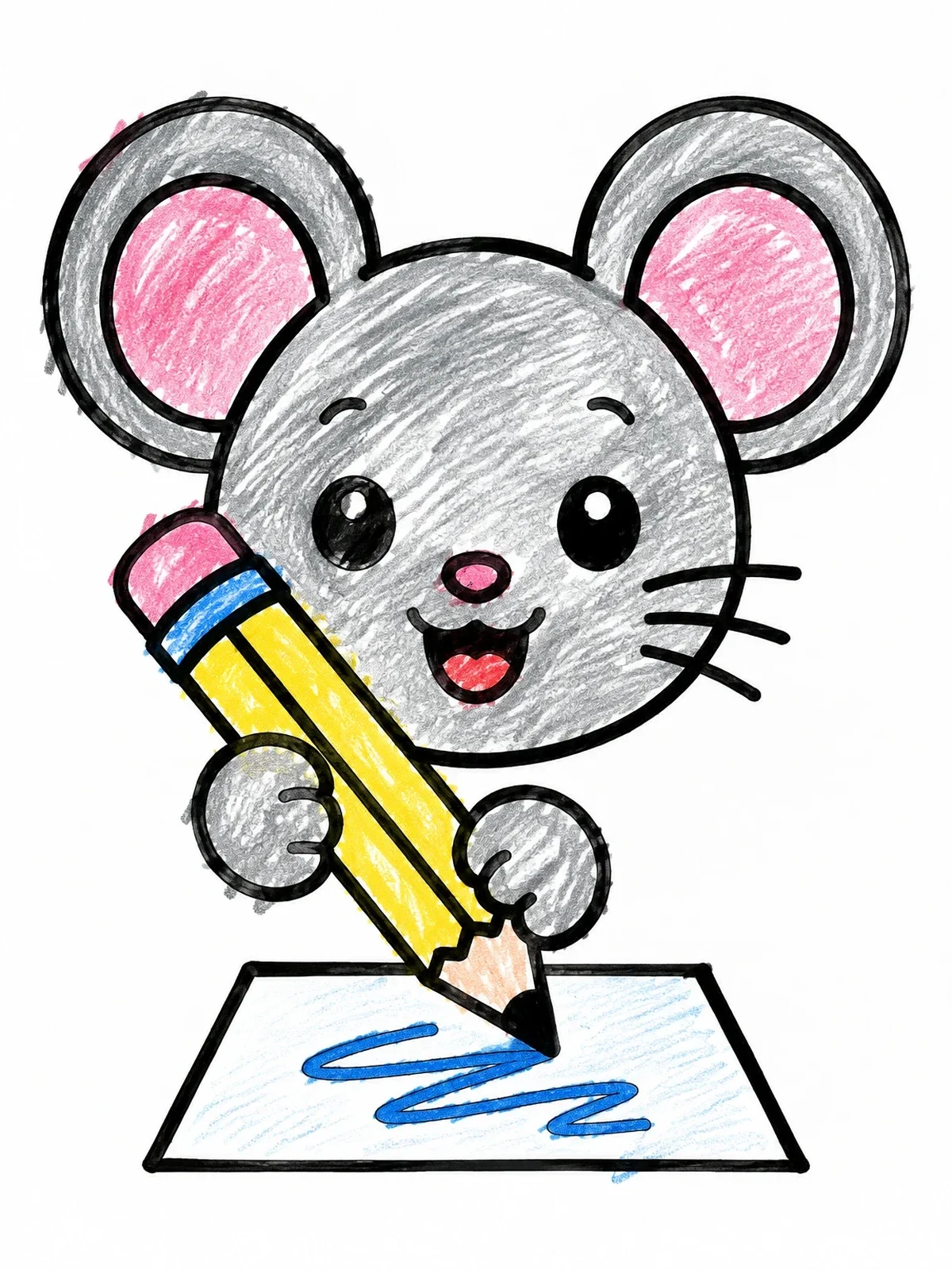 Colored example of the Cute Mouse Drawing With Pencil coloring page