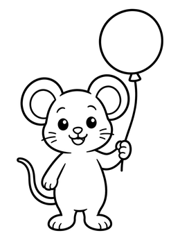 Free printable Cute Mouse Holding A Balloon coloring page