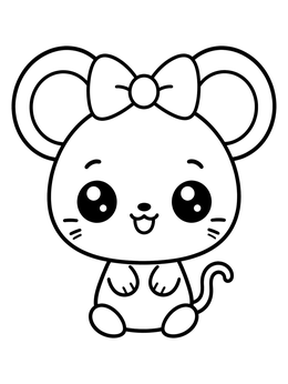 Free printable Cute Mouse With Head Bow coloring page