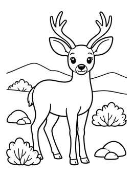 Free printable Cute Mule Deer In The Steppe coloring page