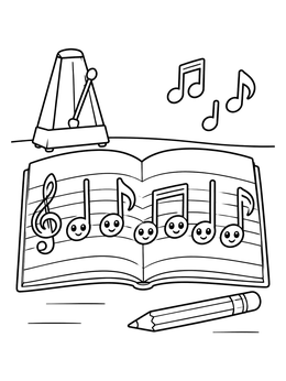 Free printable Cute Music Notes In A Book coloring page