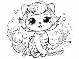 Whimsical Feline Mermaid Under The Sea