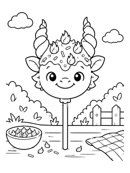 Free printable Cute Mythical Beast Cake Pop coloring page