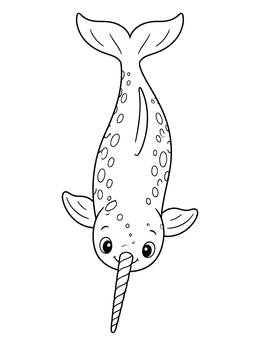 Free printable Cute Narwhal Diving Downward coloring page