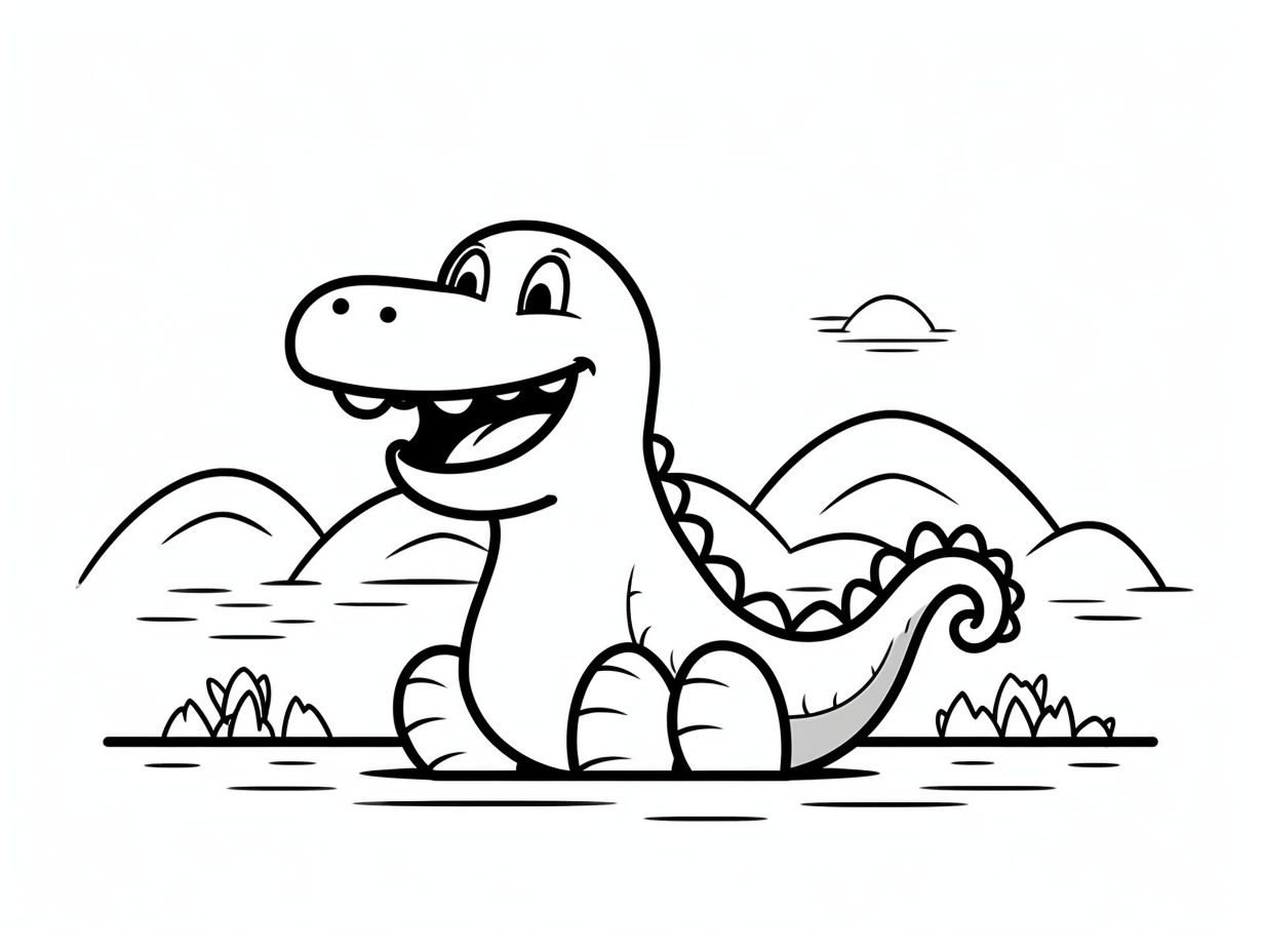 Cute Nessie Coloring For Kids - Coloring Page