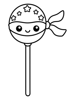 Free printable Cute Ninja Cake Pop With Stars coloring page