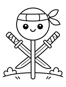 Free printable Cute Ninja Warrior Cake Pop coloring page