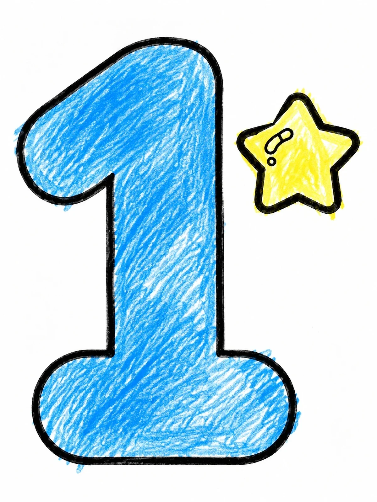 Colored example of the Cute Number One With Little Star coloring page