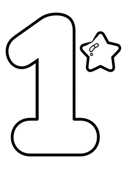 Free printable Cute Number One With Little Star coloring page