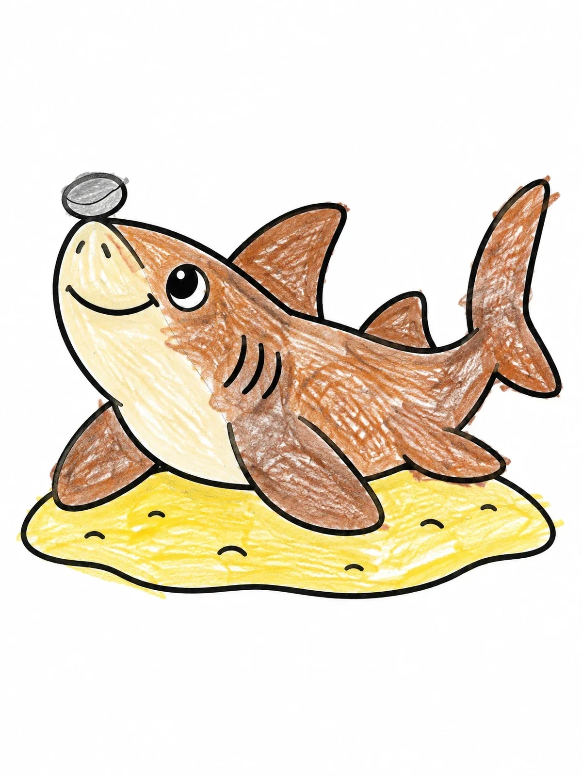 Colored example of the Cute Nurse Shark Balancing A Pebble coloring page