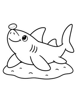 Free printable Cute Nurse Shark Balancing A Pebble coloring page