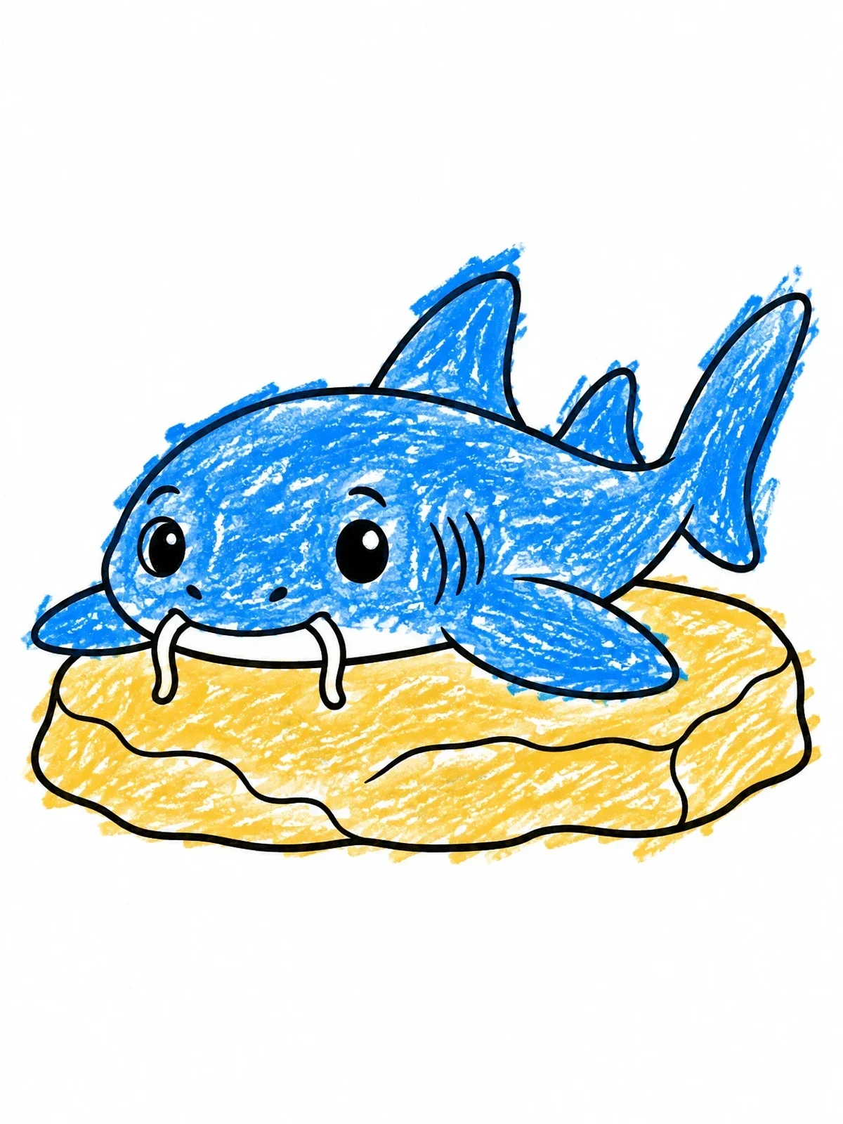 Colored example of the Cute Nurse Shark On A Rock coloring page