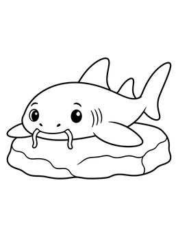 A cute nurse shark rests on a smooth stone in this shark coloring page.