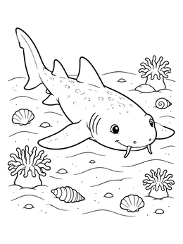 Free printable Cute Nurse Shark On The Seabed coloring page