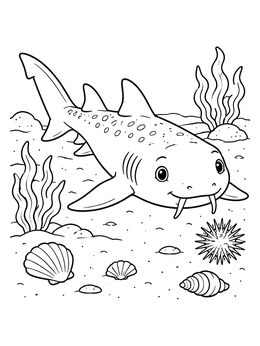 Free printable Cute Nurse Shark On Seabed coloring page