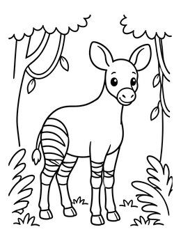 Free printable Cute Okapi In The Rainforest coloring page