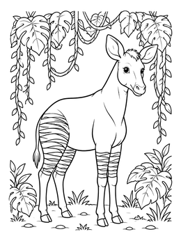Free printable Cute Okapi In The Rainforest coloring page