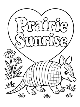 Free printable Cute Armadillo In Prairie Sunrise coloring page