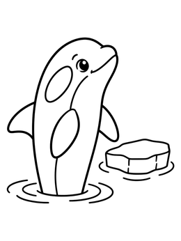 Free printable Cute Orca Peeking Near Iceberg coloring page