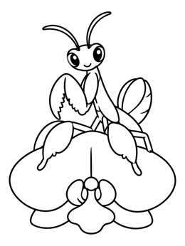 Free printable Cute Orchid Mantis On Bloom coloring page