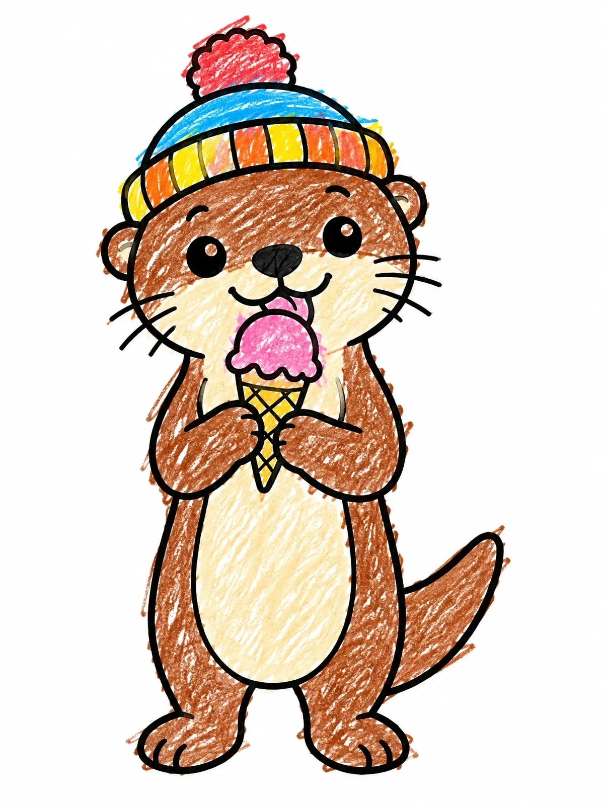 Colored example of the Cute Otter Eating Ice Cream coloring page