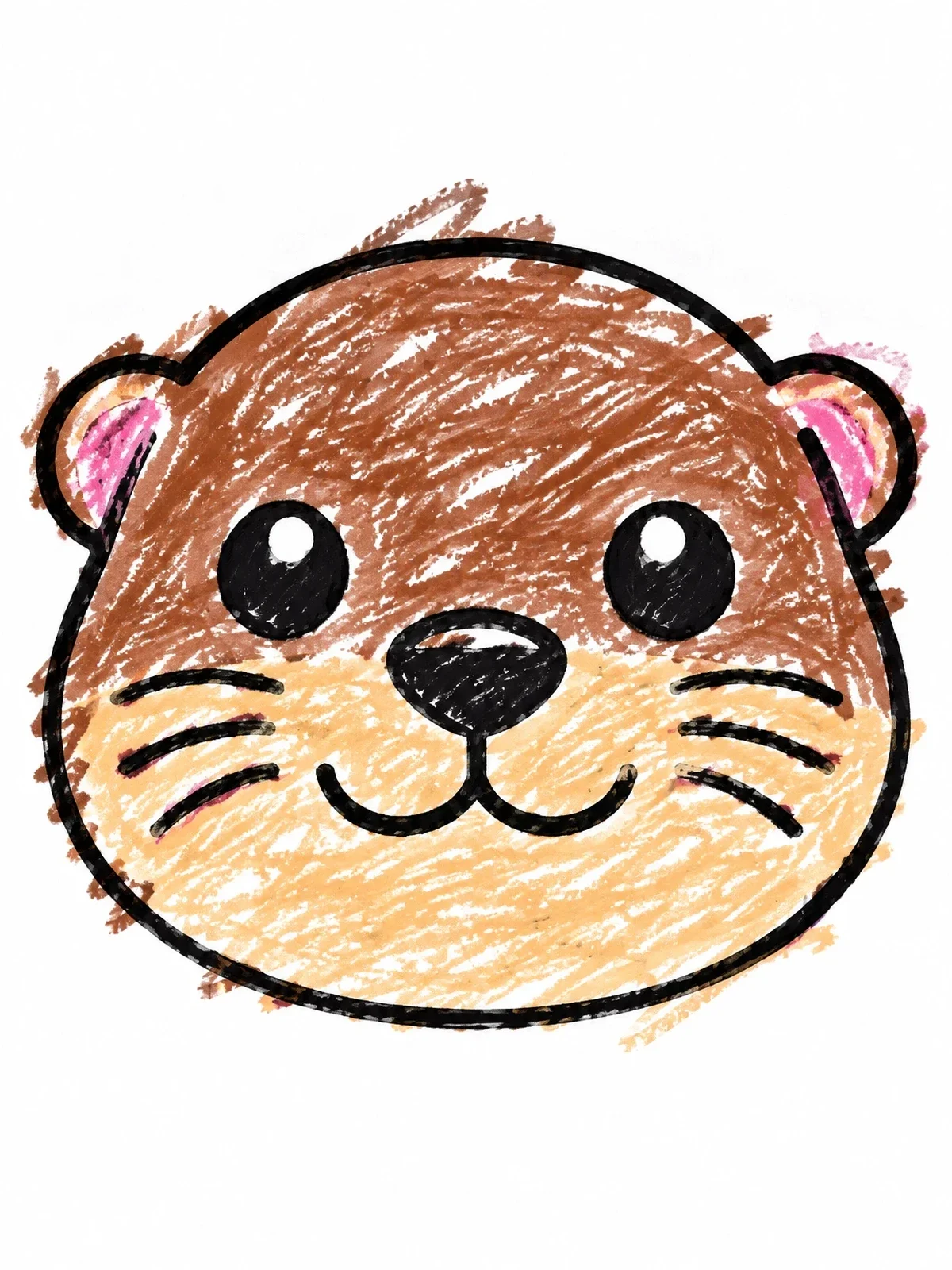 Colored example of the Cute Otter Face coloring page