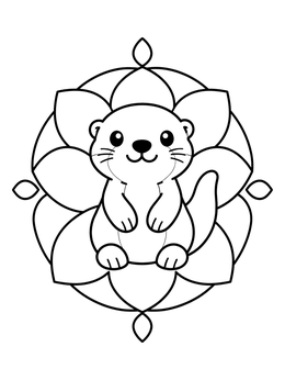 Free printable Cute Otter On Floral Mandala coloring page