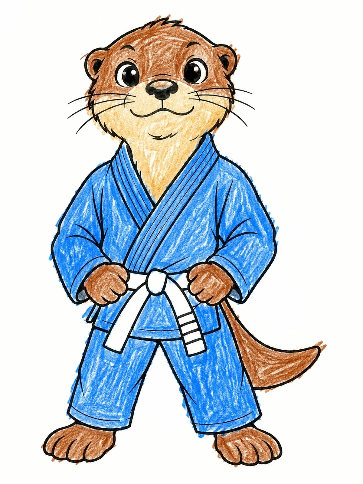 Colored example of the Cute Otter Jiu Jitsu Mascot coloring page