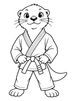 Free printable Cute Otter Jiu Jitsu Mascot coloring page