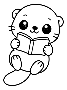 Free printable Cute Otter Reading A Book coloring page