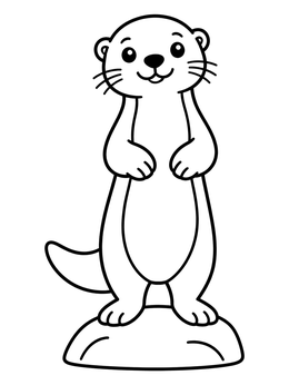 Free printable Cute Otter Standing On Rock coloring page