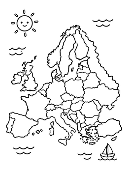 Free printable Cute Outline Map Of Europe coloring page