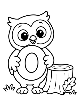 Free printable Cute Owl With Letter O coloring page