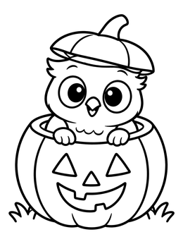 Free printable Cute Owl Inside A Jack O' Lantern coloring page
