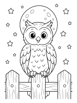 Free printable Cute Owl On A Wooden Fence coloring page