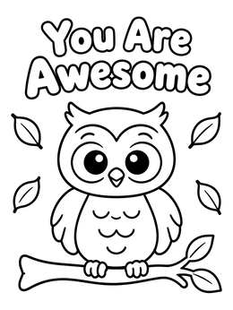 Free printable Cute Owl You Are Awesome coloring page