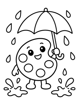 Free printable Cute Paint Palette With Umbrella coloring page