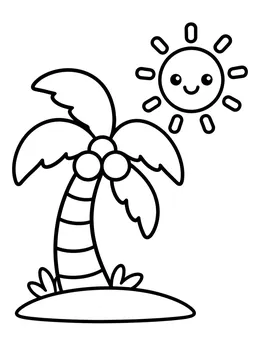 Cute Palm Tree And Smiling Sun