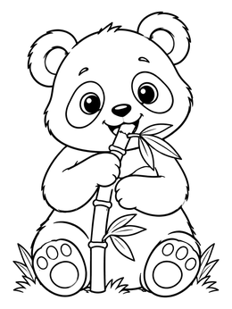Free printable Cute Panda Chewing Bamboo Stalk coloring page