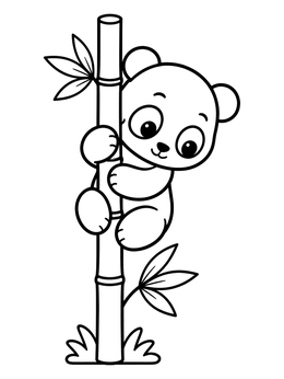 Free printable Cute Panda Clinging To Bamboo Stalk coloring page