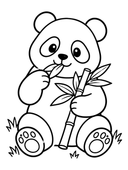 Free printable Cute Panda Eating Bamboo coloring page