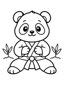 Free printable Cute Panda In Martial Arts Uniform coloring page