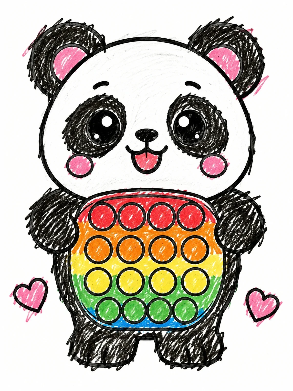 Colored example of the Cute Panda Pop It Toy coloring page