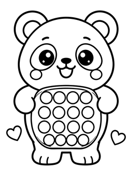 A cute panda bear in this pop it fidget toy coloring page with bubbles on its tummy.