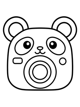 Free printable Cute Panda Toy Camera coloring page