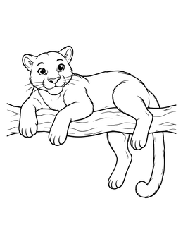 Free printable Cute Panther Lounging On A Tree Branch coloring page