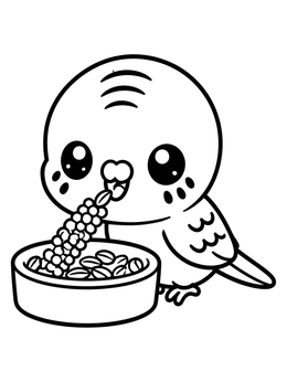 Free printable Cute Parakeet Eating Millet coloring page