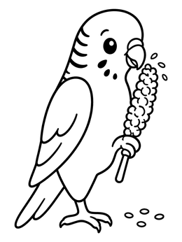 Free printable Cute Parakeet Snacking On Millet coloring page