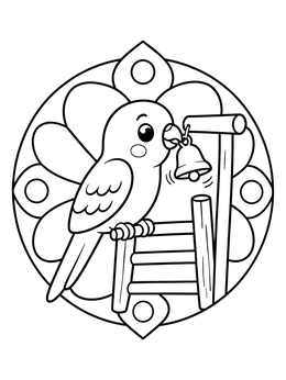 Free printable Cute Parakeet Playing With Bell coloring page