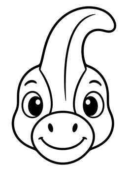 Free printable Cute Parasaurolophus Face Portrait coloring page